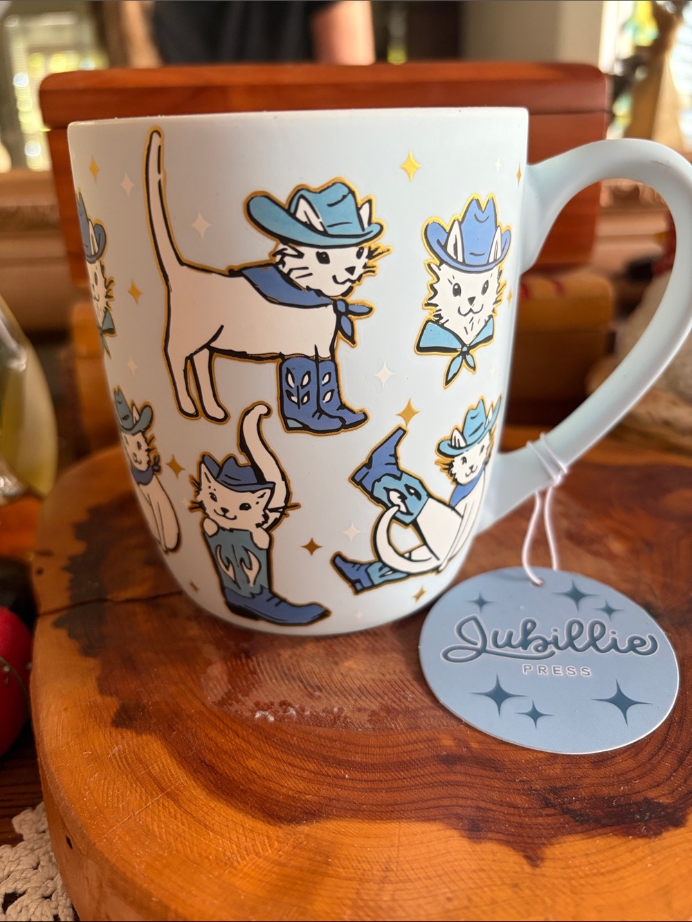 Blue Cat Cowboy Ceramic Coffee Mug